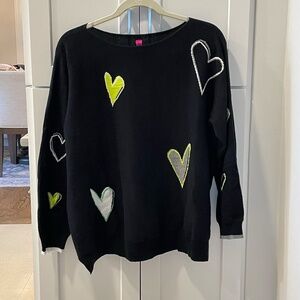 Zaket and Plover Black Sweater w/Colorful Heart Design Size XL